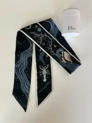 100% Authentic Dior Silk Twilley Scarf, under the sea navy blue