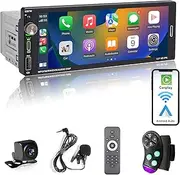 Single Din Car Stereo with 6.9" Touchscreen Compatible with [Wireless] Apple CarPlay/Android Auto Bluetooth AM/FM/RDS Radio Type-C USB(2.1A Fast Charge) Backup Camera