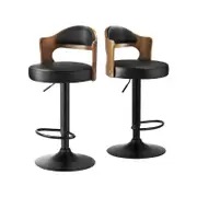 Oikiture Bar Stools Kitchen Swivel Barstool Chair Gas Lift Metal Leather X2