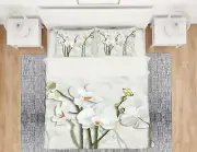 3D White Flower NAO3650 Bed Pillowcases Quilt Duvet Cover Set Queen King Fay