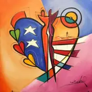 American Harmony by Alfred Gockel Original Acrylic on Canvas UNFRAMED Painting