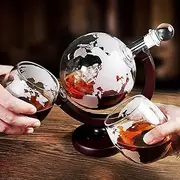 28.7oz Globe Whiskey Decanter Set with 2 Glasses, Liquor Decanter Set, Unique Christmas Birthday Gift Idea for Men Dad, Cool Christmas Stuff for Him Husband, Dispenser for Bar Drinking Party