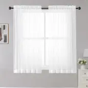 OWENIE White Sheer Curtains, 45 inches Long, 2 42"W x 45"L (Pack of 2),