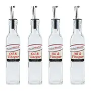 4x Kitchenworks Glass 250ml Oil/Vinegar Bottle Condiment Dispenser Container CLR