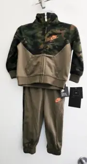Nike Baby Boys Tricot Track Jacket & Pants Set Olive Camo Sz 24M - NWT