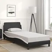 Bed Furniture Bed Frame Without Mattress Black&White 90x190 cm Faux Leather