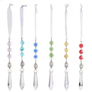 Rainbow Crystal Suncatcher Octagon Beads Hanging Ribbon Pendant Wedding Decor