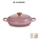 【Le Creuset】典藏琺瑯鑄鐵鍋淺底鍋 26cm(錦葵紫-銅頭-內鍋白)