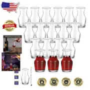 Durable 18-Pack Glass Mini Carafes - 6.5oz Wine Decanters for Entertaining