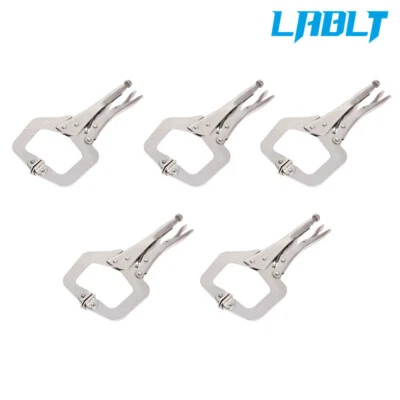 LABLT 5 Pcs 11" Locking C Clamp Pliers Grip With Swivel Pad Vise Jaws Adjustable