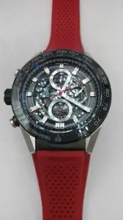 TAG Heuer Carrera Black Skeleton Dial Red Rubber Strap Men's WatchCAR2A1Z.FT6050