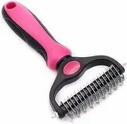 Pet Grooming Tool Dematting Comb for Dogs& Cats 2 Sided Undercoat Rake for Easy Mats &Tangles Removing (Blue) (pink)