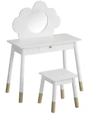 [Keezi] Kids Dressing Table Chair Set Vanity Makeup Wooden Leg Mirror Drawer
