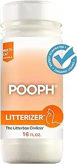 Pooph Kitty Litter Box Saver, 16oz Additive - Powder Dismantles Odors on a Molecular Basis, For Cats & Litter Boxes, Freshener, Eliminator, Cat Urine, Poop, Pee, Deodorizer, Natures, Fresh, Safe