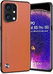 [Puxssul] For Oppo Find X5 Pro 5G Case, Soft TPU Faux Leather Case, Extremely Lightweight Ultralight Leather Camera Case for Oppo Find X5 Pro 5G (Orange)
