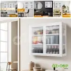 Display Cabinet Glass Wall Mounted Metal Bathroom Kitchen Pantry Cupboard Shelf