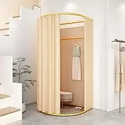 Clothing Store Fitting Room with Shading Curtain, Portable Temporary Mobile Privacy Protection Dressing Room, Privacy Screen Partition for Indoor Outdoor House Office Shopping Mall(Beige,85x80x200cm)