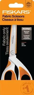 Fiskars RazorEdge(TM) SoftGrip(R) Fabric Scissors -8" White Handle 5A002FKB-1GGZ