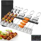 Double Prong Skewer with 2 Skewer Rack Stainless Steel Kabob Skewers Metal✼