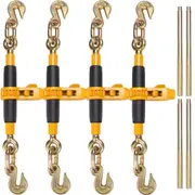 Ratchet Chain Binder, 0.9-1.27 cm Heavy Duty Load Binders, with G80 Hooks 5443 kg Secure Load Limit, Labor-saving Anti-skid Handle, Tie Down Hauling Chain Binders for Flatbed Truck Trailer, 4