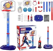 Basketball Hoop Set | Basketball Goal Court Toys Adjustable Height - Portable Ball Game Outdoor Sport for Indoor, Chidlren Room