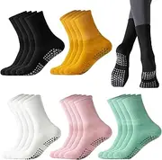 [GIOD] Yoga Athletic Socks With Grips for Women - 10 Pairs Non-Slip Sports Fitness Socks in 5 Colors - Suitable for Pilates, Hospitals, Pirati, Ballet, Home