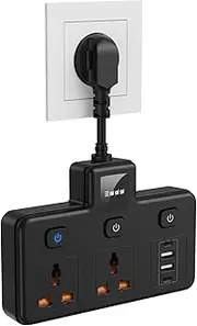 6 in 1 Power Strip, Universal Powerboard with USB C, 2 USB & 2 USB C Port, 2 Universal Outlets, Adjustable Night Light, 3 Pin AU Plug for Travel Home Office Accessories, Black