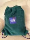 Auth North Face Nordstrom Green Fuzzy Blanket Sack Pack Drawstring Bag Backpack