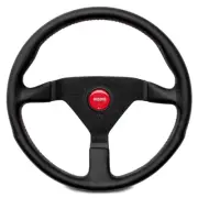 Momo Montecarlo Steering Wheel - 350mm (Black Leather / Red Stitching) (for: Triumph)