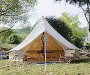 Yurtent Roomy 4M/5M Bell Tent with Top Stove Jack,Fire Retardant Canvas Tent for Camping 4-6 Person All Seasons