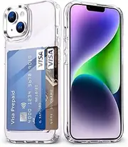 [ELEPIK] for iPhone 12/iPhone 12 Pro Case with Card Holder, [Up to 2 Cards] [Anti-Yellow] [Military Grade Protection] Shockproof Slim Phone Protection Clear Case for iPhone 12/iPhone 12 Pro, Clear