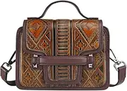 [Berchirly] Womens Vintage Leather Tote Bag Shoulder Sling Bag Satchel Dark Chocolate
