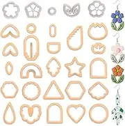 Fchil Floral Polymer Clay Cutters, Flower Leaf Clay Cutters for Earring Making, Boho Geometric Shaped Jewelry Cutters, 29 Pcs