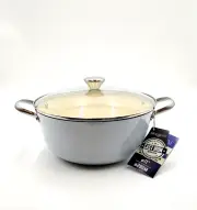 Brandani Italy Light Weight Cast Iron Dutch Oven Stock Pot 6.3qt Sky Blue NEW