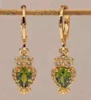 2Ct Pear Cut Lab Created Peridot Dangle/Drop Earrings 14K Yellow Gold Plated
