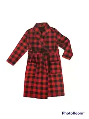 Wondershop Adult Robe Buffalo Plaid, Red and Black, size Medium - New
