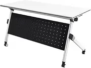 YVYKFZD Folding Conference Table, Mobile Conference Room Tables, Rolling Training Table with Wheels, Rectangular Seminar Meeting Table, Easy Assembly(1PCS,55.1"x19.6"x29.5")