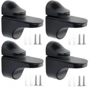 Adjustable Wood/Glass Shelf Bracket Wall Mount Black 4 Pack