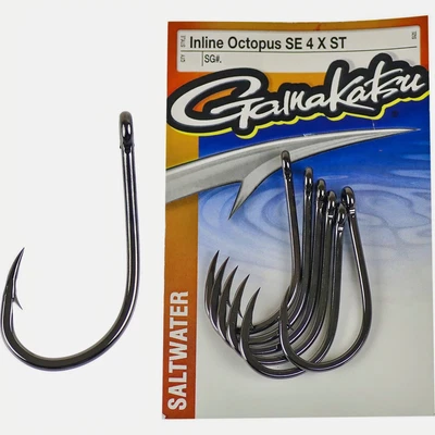 Gamakatsu Inline Octopus Straight Eye Fishing Hooks Size 4/0 to 10/0