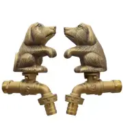 Brass Garden Tap Faucet Old Dog Water Vintage Spigot Living Outdoor Home Decor