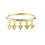 14K Solid Gold Diamond Dangle Element Ring Size 6, 7, 8 - Yellow Gold