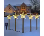 Set of 5 Solar Christmas Star Lights, Solar Christmas Landscape Lights, Christmas Decorations