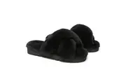 AUSTRALIAN SHEPHERD UGG Women Crossover Fluffy Slides Leanna Black