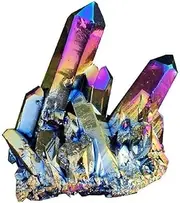 Rainbow Healing Crystal Cluster,Healing Crystal Stone Natural Quartz Cluster,Titanium Quartz Crystal Stone,Irregular Quartz Cluster Home Decoration (Style 1)