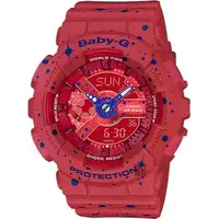 在飛比找森森購物網優惠-CASIO 卡西歐 Baby-G 星空雙顯手錶-紅 BA-1