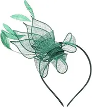 [Kichvoe] Fascinators Hats - Dark Green Fascinator Headband with Hair Clip for Women - Elegant Tea Party, Cocktail Party, Halloween, Christmas Hat with Flower Decorations