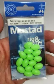 Mustad GLOWING OVAL BEADS Rig and Surf Glow Sea Fishing / Leeda