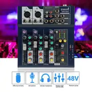 4CH Audio Live Mixer USB DJ MP3 Sound Mixing Console Studio KTV Mixer BT System