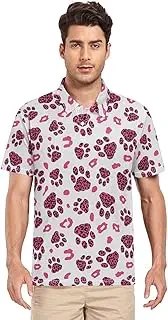 [ZZXXB] Leopard Print Paw Print Men's Polo Shirts Short Sleeve Quick Dry Athletic Outdoor Sports Golf Shirts S-XXL