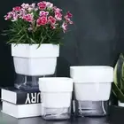 3pcs Square Hydroponic Plant Pot Translucent Flowerpot Desktop Planter Home